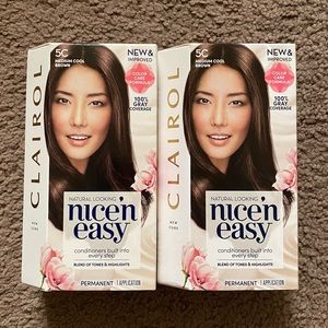 Clairol nice n easy (5C Medium Cool Brown) dye permanent hair color grey cover